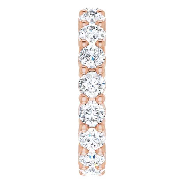 10K Gold Round Natural Diamond Shared-Prong Eternity Band – 3.8 mm Stones - Rose Gold - view 4
