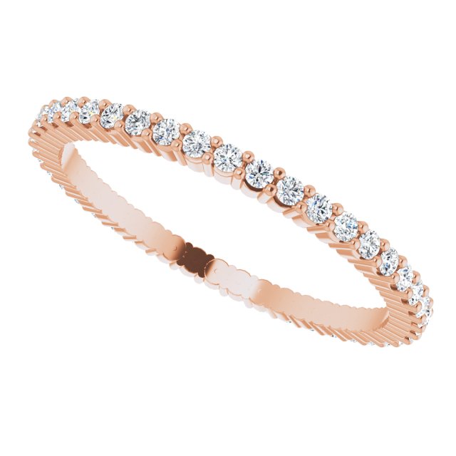 10K Gold Round Natural Diamond Shared-Prong Eternity Band – 1.3 mm Stones - Rose Gold - view 5