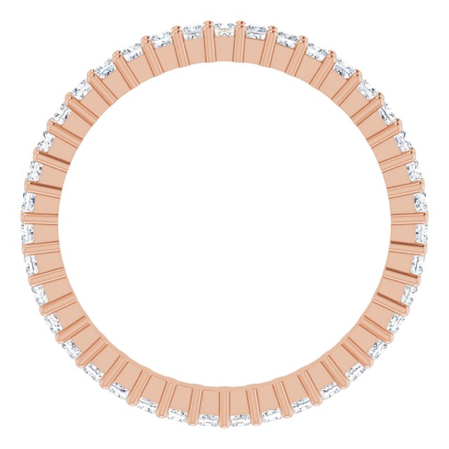 10K Gold Square Natural Diamond Shared-Prong Eternity Band – 1.5x1.5 mm Stones - Rose Gold - view 2
