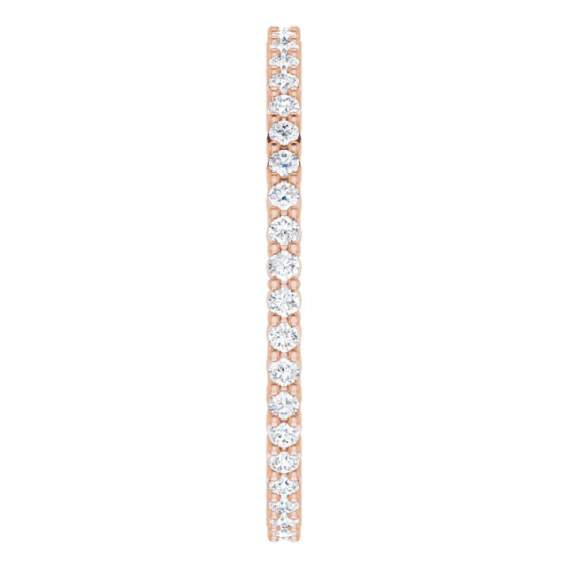 10K Gold Round Natural Diamond Shared-Prong Eternity Band – 1.3 mm Stones - Rose Gold - view 4