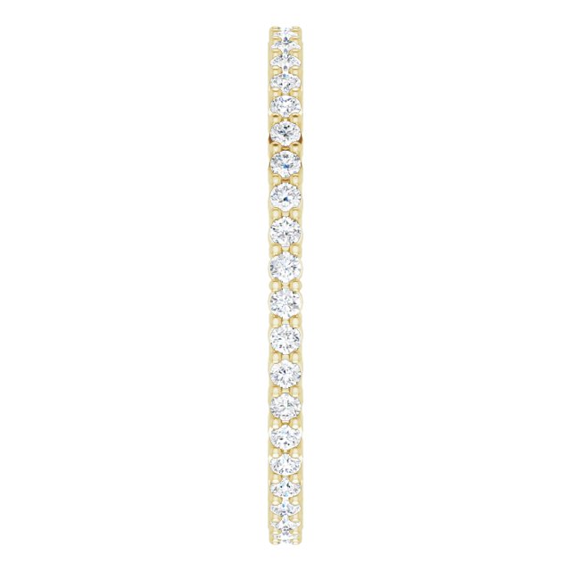 14K Gold Round Lab-Grown Diamond Shared-Prong Eternity Band – 1.3 mm Stones - Yellow Gold - view 4