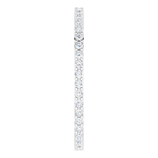 10K Gold Round Lab-Grown Diamond Shared-Prong Eternity Band – 1.3 mm Stones - White Gold - view 4