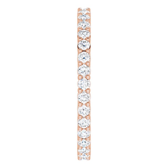 10K Gold Round Lab-Grown Diamond Shared-Prong Eternity Band – 1.75 mm Stones - Rose Gold - view 4