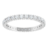 10K Gold Round Natural Diamond Shared-Prong Eternity Band – 2 mm Stones - White Gold - view 3