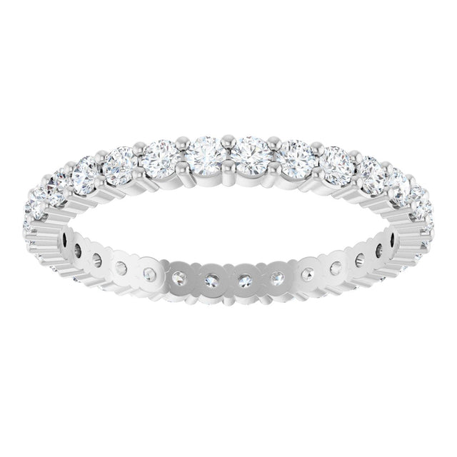 10K Gold Round Lab-Grown Diamond Shared-Prong Eternity Band – 2 mm Stones - White Gold - view 3