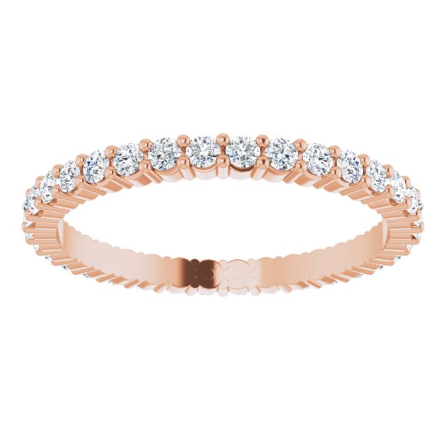 10K Gold Round Lab-Grown Diamond Shared-Prong Eternity Band – 1.7 mm Stones - Rose Gold - view 3