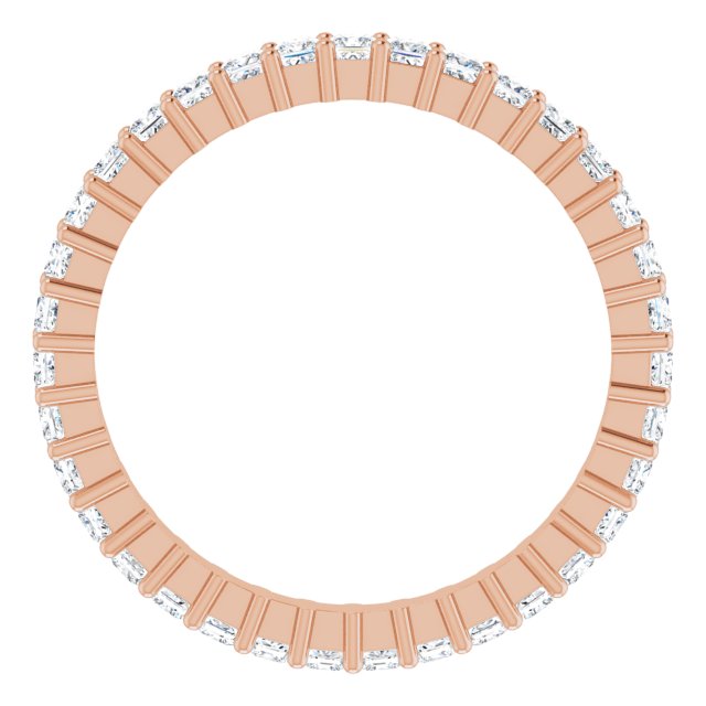 10K Gold Square Natural Diamond Shared-Prong Eternity Band – 1.75x1.75 mm Stones - Rose Gold - view 2