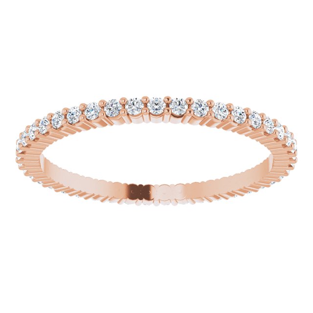 10K Gold Round Natural Diamond Shared-Prong Eternity Band – 1.3 mm Stones - Rose Gold - view 3