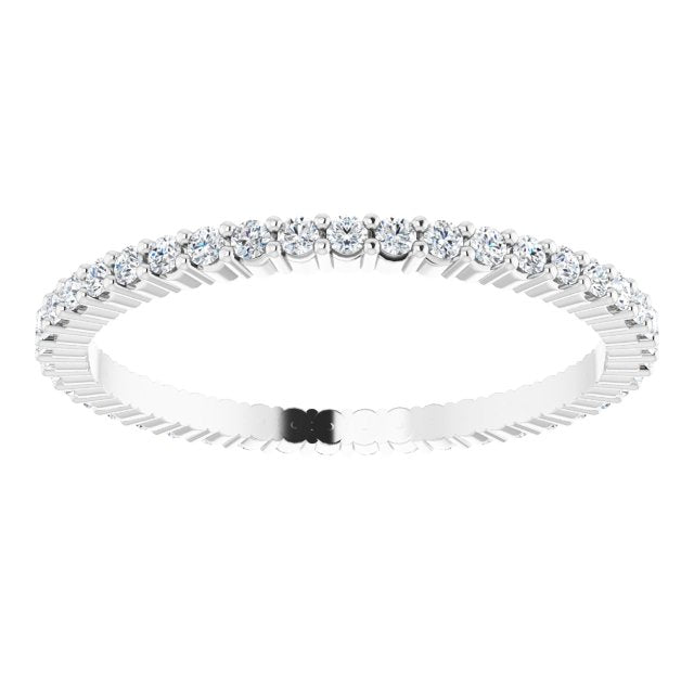 10K Gold Round Lab-Grown Diamond Shared-Prong Eternity Band – 1.3 mm Stones - White Gold - view 3