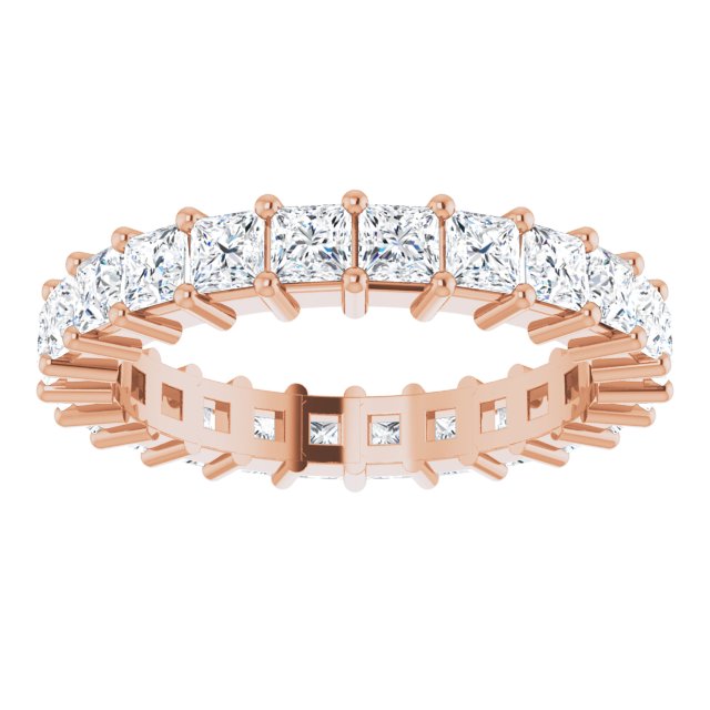 10K Gold Square Lab-Grown Diamond Shared-Prong Eternity Band – 2.75x2.75 mm Stones - Rose Gold - view 3