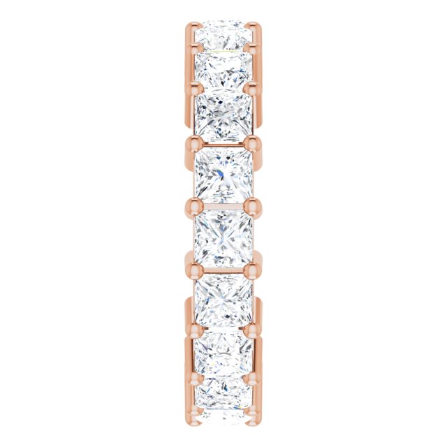 10K Gold Square Natural Diamond Shared-Prong Eternity Band – 3.5x3.5 mm Stones - Rose Gold - view 4