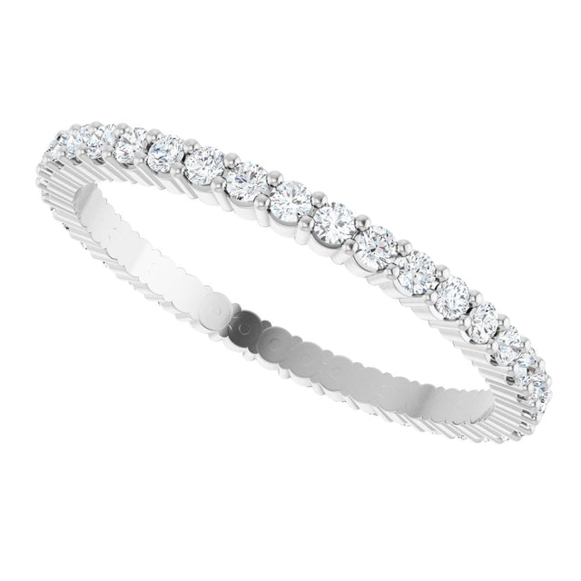 10K Gold Round Lab-Grown Diamond Shared-Prong Eternity Band – 1.5 mm Stones - White Gold - view 5