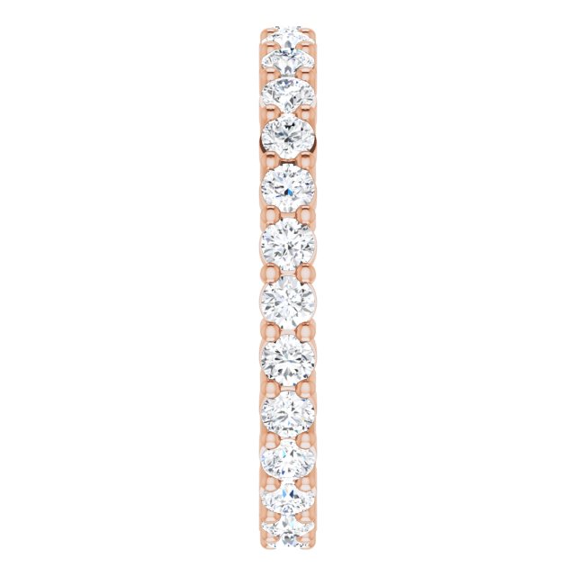 10K Gold Round Lab-Grown Diamond Shared-Prong Eternity Band – 2.25 mm Stones - Rose Gold - view 4