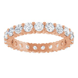 10K Gold Round Lab-Grown Diamond Shared-Prong Eternity Band – 3 mm Stones - Rose Gold - view 3