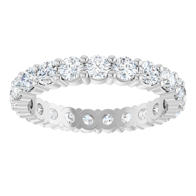 10K Gold Round Lab-Grown Diamond Shared-Prong Eternity Band – 3 mm Stones - White Gold - view 3