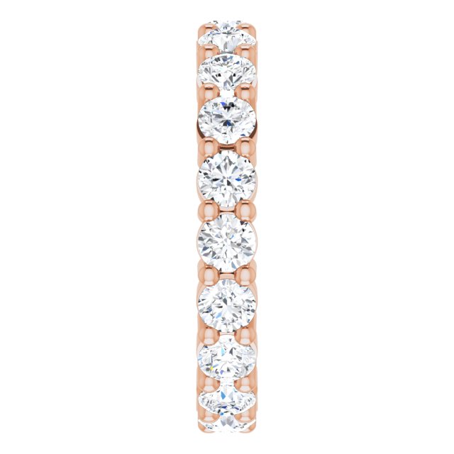 10K Gold Round Natural Diamond Shared-Prong Eternity Band – 3.2 mm Stones - Rose Gold - view 4