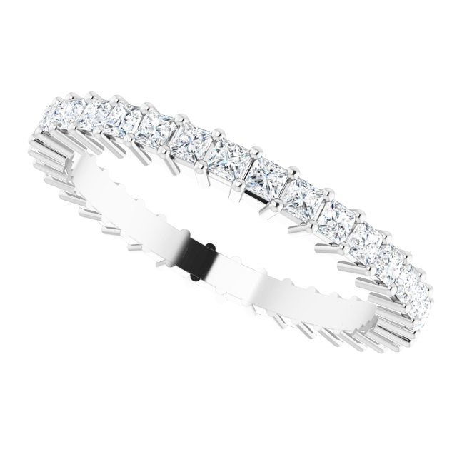 10K Gold Square Natural Diamond Shared-Prong Eternity Band – 1.75x1.75 mm Stones - White Gold - view 5