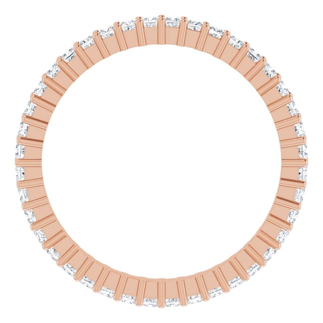10K Gold Square Lab-Grown Diamond Shared-Prong Eternity Band – 1.5x1.5 mm Stones - Rose Gold - view 2