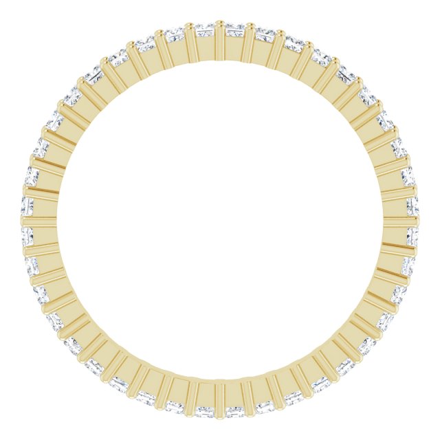 14K Gold Square Lab-Grown Diamond Shared-Prong Eternity Band – 1.5x1.5 mm Stones - Yellow Gold - view 2
