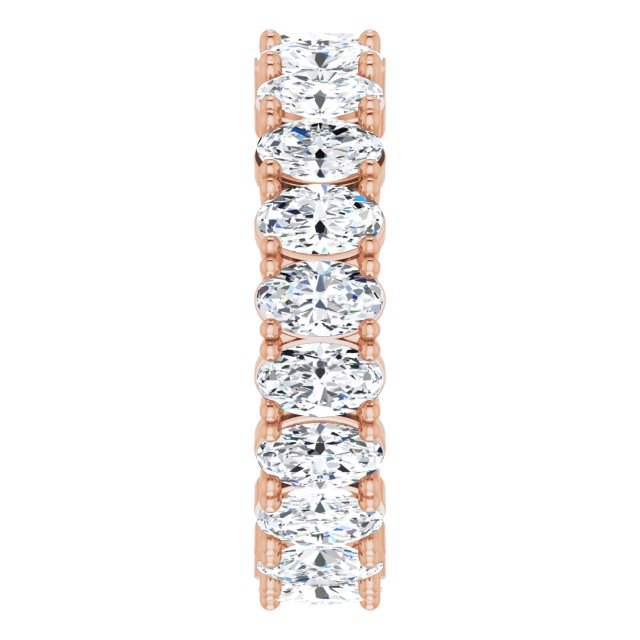 14K Gold Oval Natural Diamond Shared-Prong Eternity Band – 5x3 mm Stones - Rose Gold - view 4