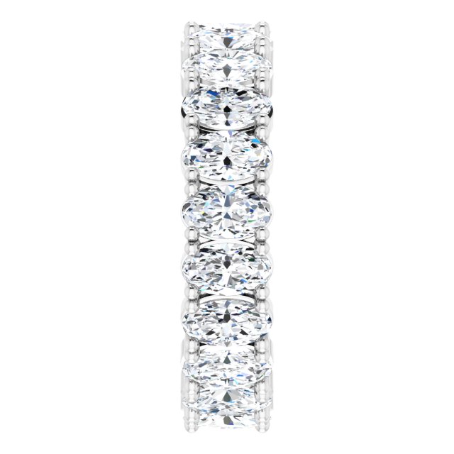 10K Gold Oval Lab-Grown Diamond Shared-Prong Eternity Band – 5x3 mm Stones - White Gold - view 4