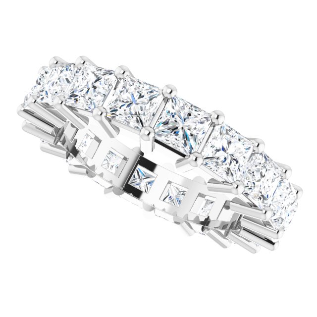 10K Gold Square Natural Diamond Shared-Prong Eternity Band – 3.75x3.75 mm Stones - White Gold - view 5