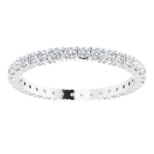10K Gold Round Natural Diamond Shared-Prong Eternity Band – 1.75 mm Stones - White Gold - view 3