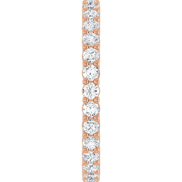10K Gold Round Natural Diamond Shared-Prong Eternity Band – 2 mm Stones - Rose Gold - view 4