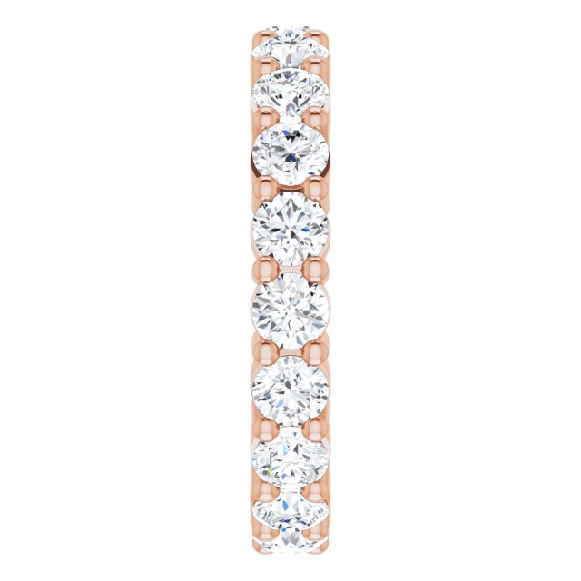 10K Gold Round Natural Diamond Shared-Prong Eternity Band – 3.4 mm Stones - Rose Gold - view 4