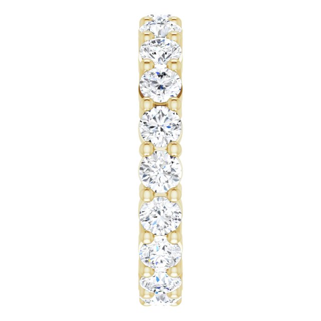 14K Gold Round Lab-Grown Diamond Shared-Prong Eternity Band – 3.4 mm Stones - Yellow Gold - view 4