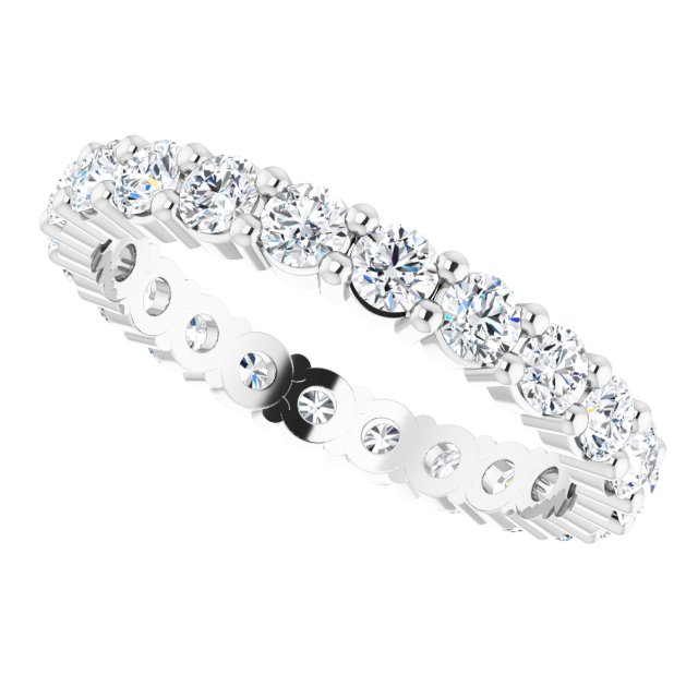 10K Gold Round Lab-Grown Diamond Shared-Prong Eternity Band – 2.75 mm Stones - White Gold - view 5