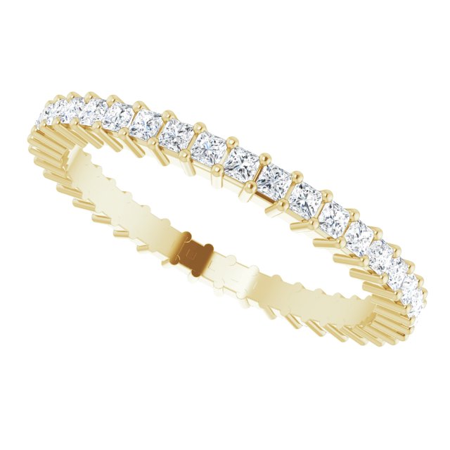 14K Gold Square Lab-Grown Diamond Shared-Prong Eternity Band – 1.5x1.5 mm Stones - Yellow Gold - view 5
