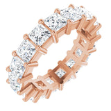 10K Gold Square Natural Diamond Shared-Prong Eternity Band – 4x4 mm Stones - Rose Gold