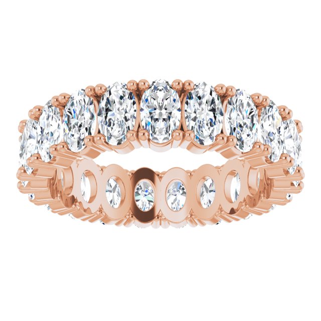 10K Gold Oval Natural Diamond Shared-Prong Eternity Band – 5x3 mm Stones - Rose Gold - view 3