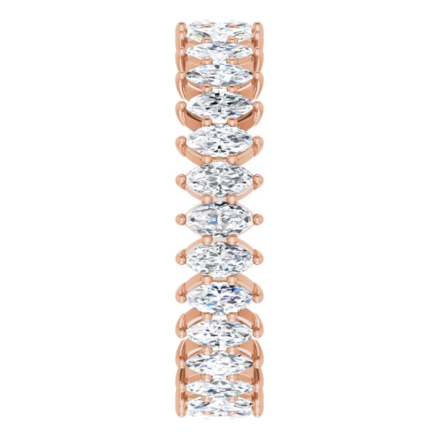 14K Gold Marquise Natural Diamond Shared-Prong Eternity Band – 4x2 mm Stones - Rose Gold - view 4