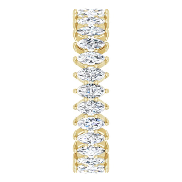 14K Gold Marquise Natural Diamond Shared-Prong Eternity Band – 4x2 mm Stones - Yellow Gold - view 4