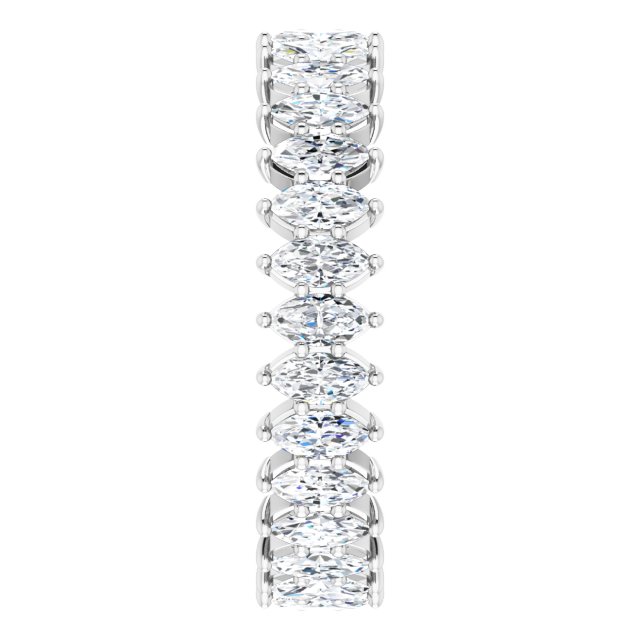 14K Gold Marquise Natural Diamond Shared-Prong Eternity Band – 4x2 mm Stones - White Gold - view 4