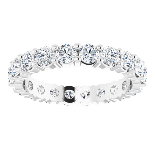 10K Gold Round Natural Diamond Shared-Prong Eternity Band – 3.2 mm Stones - White Gold - view 3