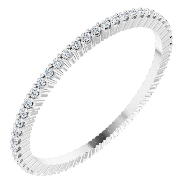 10K Gold Round Lab-Grown Diamond Shared-Prong Eternity Band – 1 mm Stones - White Gold