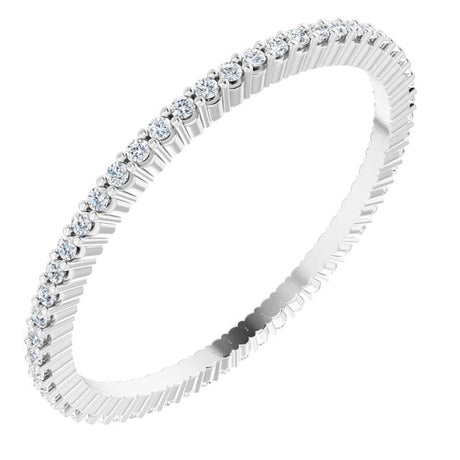 10K Gold Round Natural Diamond Shared-Prong Eternity Band – 1 mm Stones - White Gold