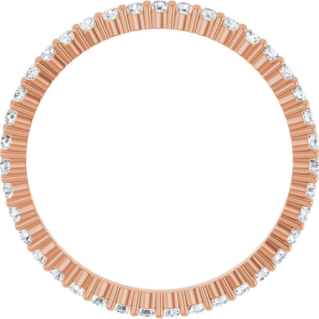 10K Gold Round Lab-Grown Diamond Shared-Prong Eternity Band – 1.5 mm Stones - Rose Gold - view 2