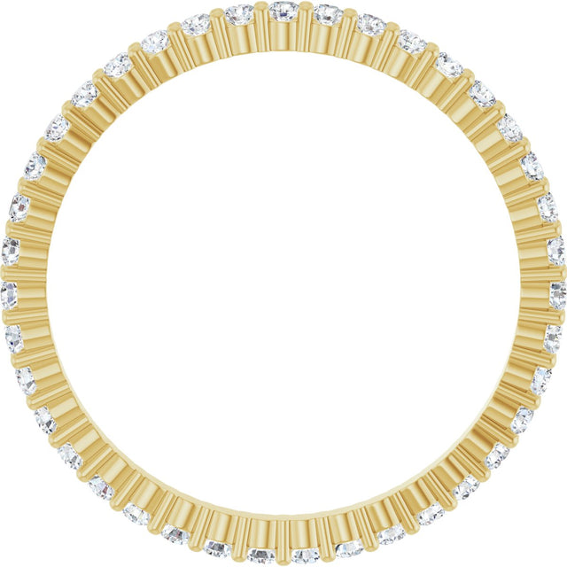 14K Gold Round Natural Diamond Shared-Prong Eternity Band – 1.5 mm Stones - Yellow Gold - view 2