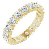 14K Gold Round Lab-Grown Diamond Shared-Prong Eternity Band – 3.4 mm Stones - Yellow Gold