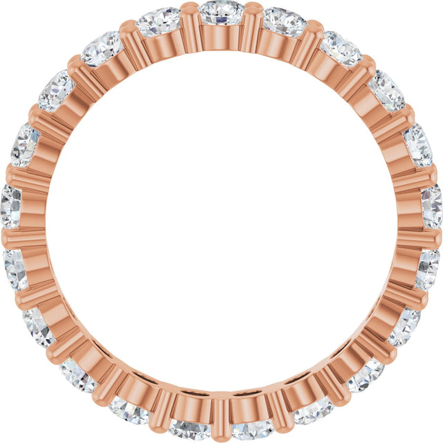 10K Gold Round Natural Diamond Shared-Prong Eternity Band – 3 mm Stones - Rose Gold - view 2