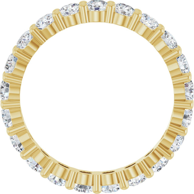 14K Gold Round Natural Diamond Shared-Prong Eternity Band – 3 mm Stones (1 7/8–2 CTW) - Yellow Gold - view 2