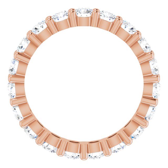 10K Gold Round Natural Diamond Shared-Prong Eternity Band – 3.2 mm Stones - Rose Gold - view 2