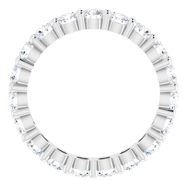 10K Gold Round Natural Diamond Shared-Prong Eternity Band – 3.2 mm Stones - White Gold - view 2