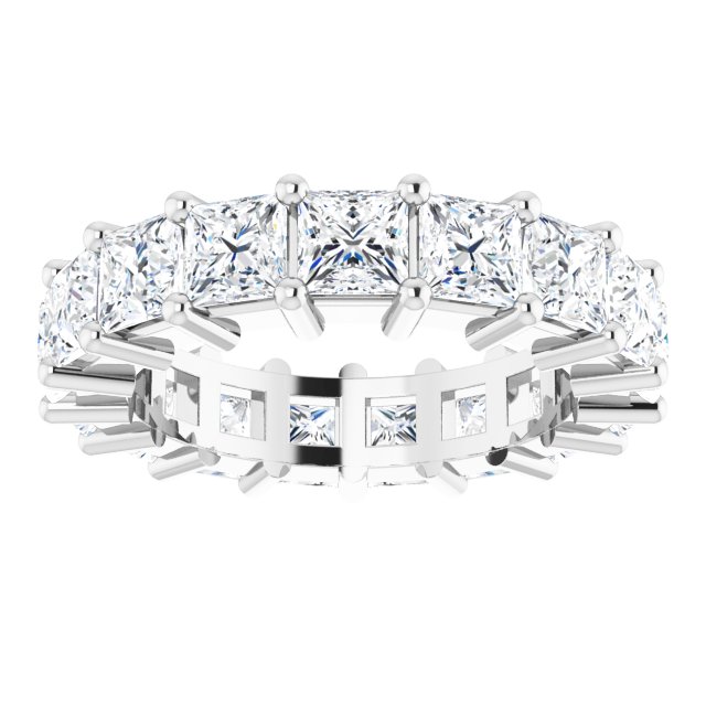 10K Gold Square Lab-Grown Diamond Shared-Prong Eternity Band – 4x4 mm Stones - White Gold - view 3