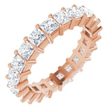 10K Gold Square Lab-Grown Diamond Shared-Prong Eternity Band – 3x3 mm Stones - Rose Gold
