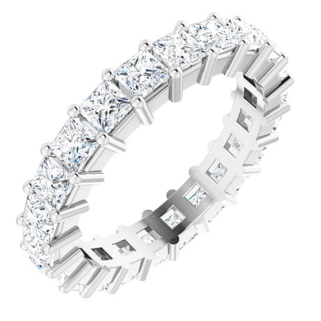 10K Gold Square Natural Diamond Shared-Prong Eternity Band – 3x3 mm Stones - White Gold